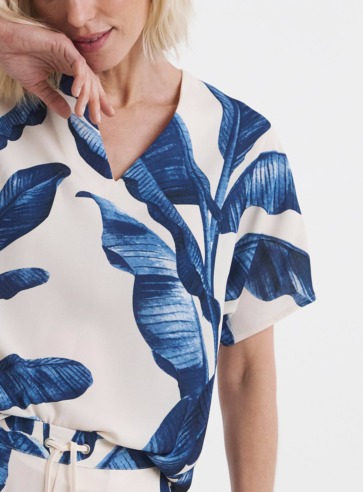 JD WILLIAMS Palm Print V Neck Tunic Top 26 - Image 4